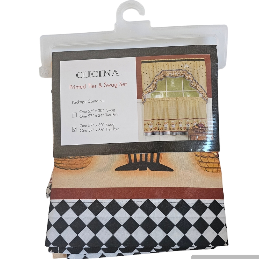 Kitchen Curtains Tier & Swag Set (57"x36") Tier & (57"x30") Swag CUCINA … - Picture 2 of 3